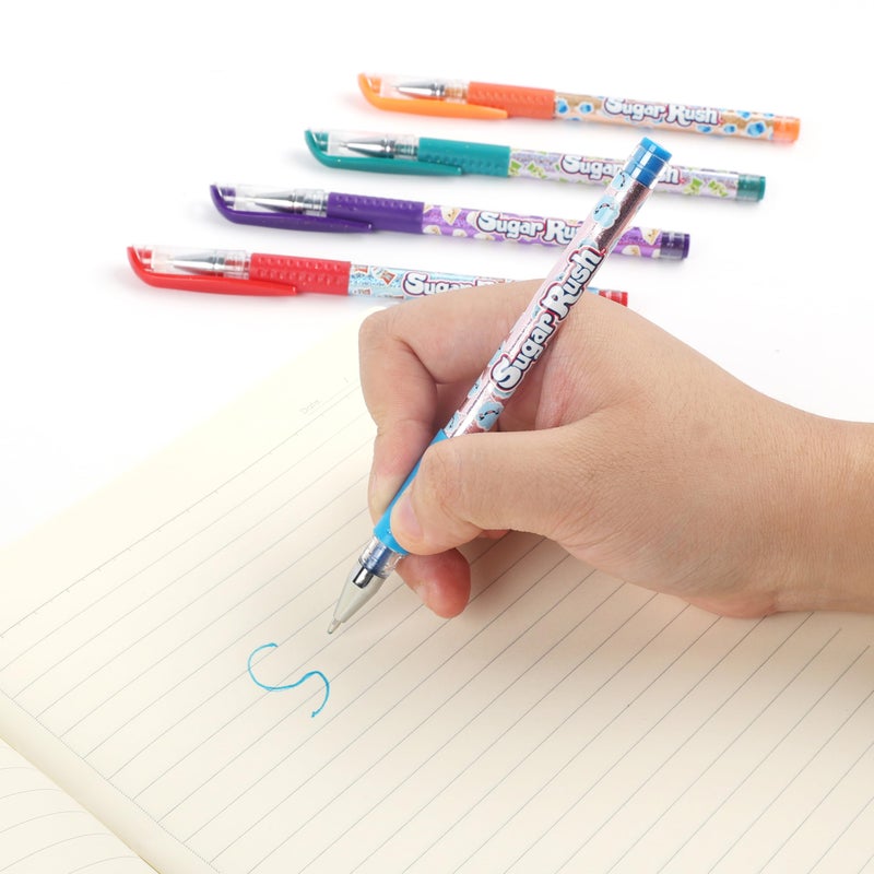 Scentos Sugar Rush Colored Gel Pens for Kids - Candy Scented Pens - Medium Point Gel Pens for Coloring - For Ages 4 and Up - 5 Count (Glitter) - Image 5